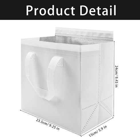 30 Pack 9.4 5.9 9.2 Insulated Take Away Bags, White Reusable Grocery Bag Small Cooler Thermal Bag for Milk Tea, Hot