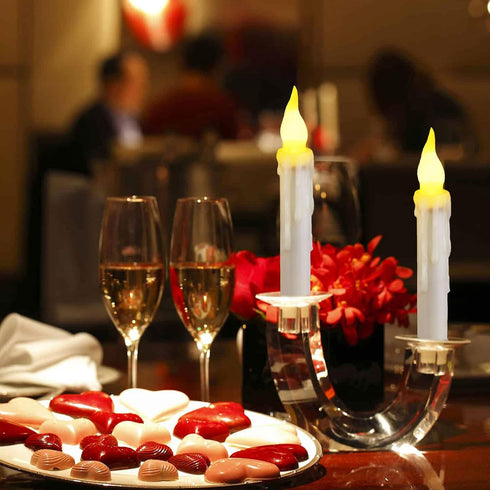 6 Pack Remote LED Taper Candles Battery Operated, Halloween Floating Candle Lights Flickering Flameless Outdoor