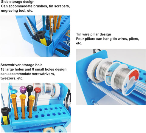 Screwdriver Rack Small Tool Storage Desk Tool Holder Work bench Organizer Aluminum Alloy Dark Grey Desktop Screwdriver