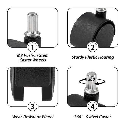 Fevbcnrj 4 3 M8 360-Degree PCS Replacement Casters Wheels Compatible with Sterilite Drawer Cart, Utility Cart Wheels