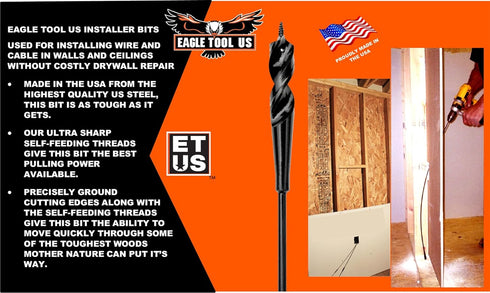 Eagle Tool US ESP75018 Installer Drill Bit, 3/4-Inch by 18-Inch, 1/4-Inch Shank, Made in USA