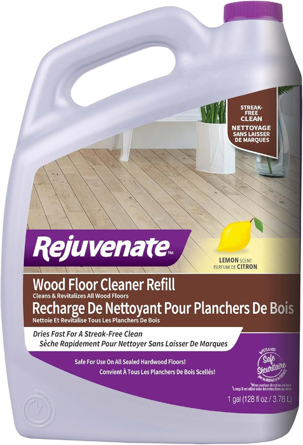 Rejuvenate Wood Floor Cleaner Refill, 1 Gallon, Cleans and Protects All Sealed