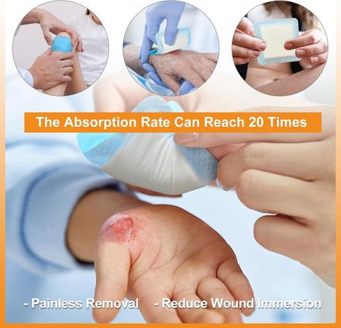 4"x 4" 20 Pack, Carbou Super Absorbent Wound Dressing Pads, Individual Non Adhesive Absorbent Bandages for Wound Care