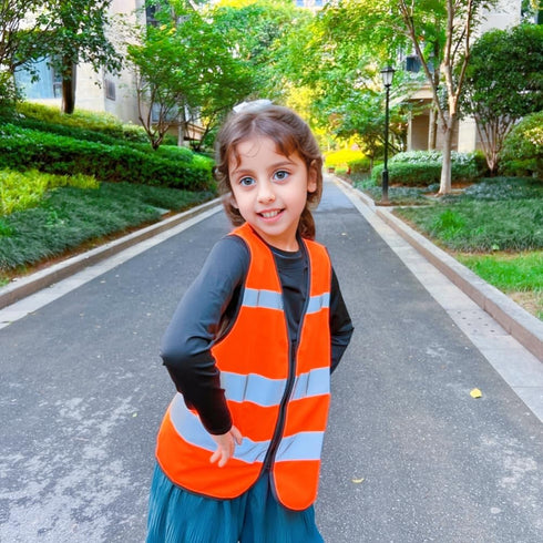 High Visibility Kids Safety Vest, Toddler Reflective Vest for Cycling & Running, Orange XS