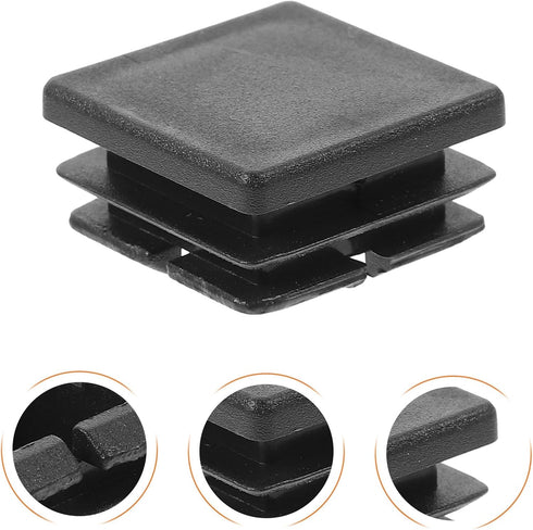 12pcs 25x25mm Homoyoyo Black Plastic Square Tube End Inserts for Furniture Legs, Chair End Caps and Table Leg Glide