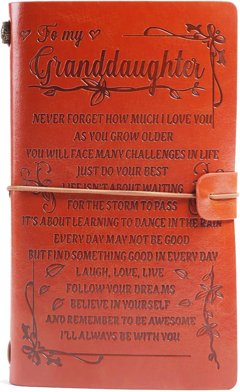 To My Granddaughter Leather Journal - I Will Always Be with You - PU Leather Notebook Sketchbook Diary