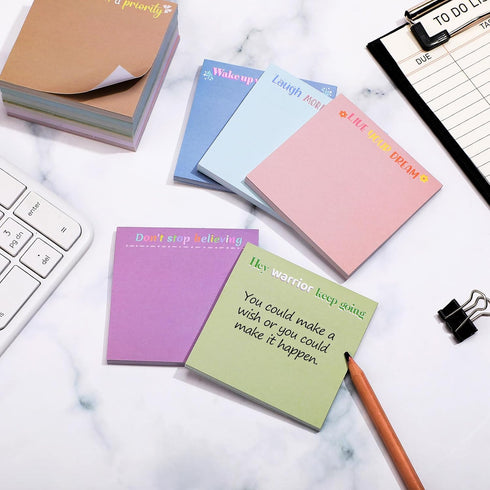 Zonon 60 Pieces Inspirational Sticky Notes, 3 x 3 Inch Motivational Fun Notepads for Teacher Nurse Coworkers
