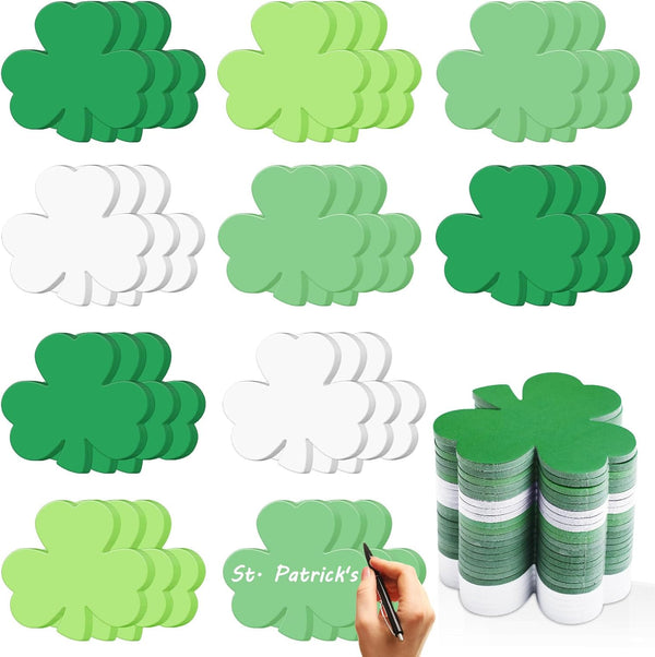 Geyee 36 Pcs St. Patrick's Day Sticky Notes, 1080 Sheets Shamrock Shaped Notepads for School and Office