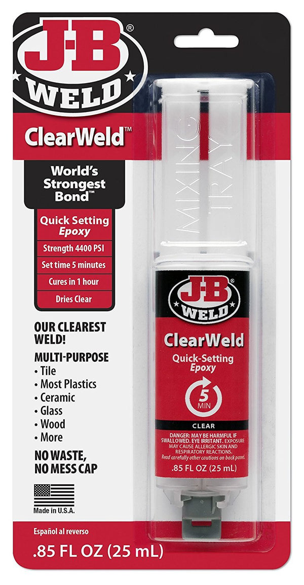 J-B Weld 50112 ClearWeld Quick-Setting Epoxy Syringe, 25 ml (Pack of 2)