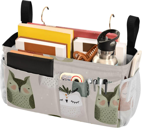 SyXIOP Cartoon Cute Owl Beige Bedside Caddy Table Cabinet Storage Organizer for Magazine, Tablet, Phone, Chocolate