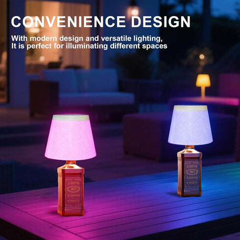 Dimmable(RGB 1pc) Wireless Bottle Lamp,Small Bedside Table Lamp,RGB LED Bottle Light with Remote White Gray