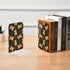 J JOYSAY Holiday Teddy Bears Plaid Print Acrylic Bookends L Shaped Decorative Book Holders Stopper with Non Slip Pads