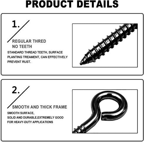 YGAOHF 5 Inch Heavy Duty Eye Hooks, 500 LBS Capacity, Large Stainless Steel Eye Hooks for Indoor/Outdoor Use