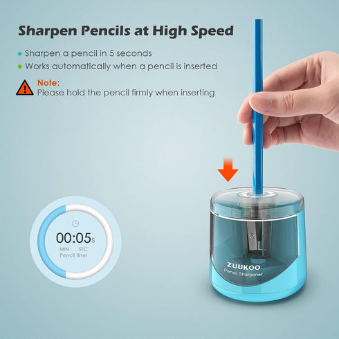 Electric Pencil Sharpeners, Battery Powered for Colored Pencils, Automatic & Manual Sharpener (Blue)