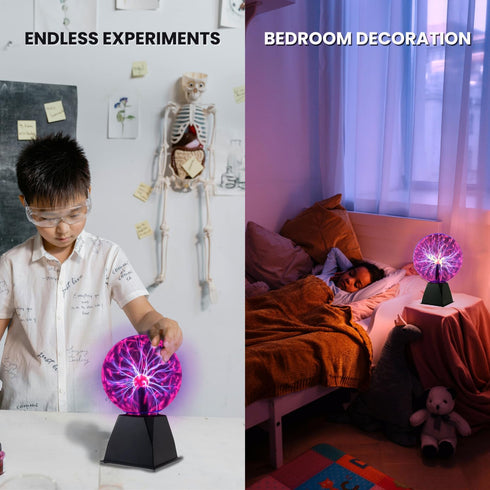 8", (8inch, Tradeopia Plasma Ball Static Electricity, Plasma Lamp, Touch & Sound Sensitive, Plug-in Electric Ball