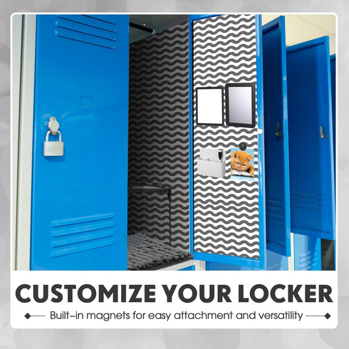 Cholemy 12 Pcs Locker Accessories Set, Magnetic Wallpaper, Carpet, Mirror, Organizer for School Supplies