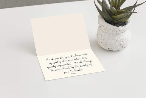 MPC Brands 50 80 lb Personalized Sympathy Thank You Cards with Message Inside Custom Funeral & Bereavement Thank You