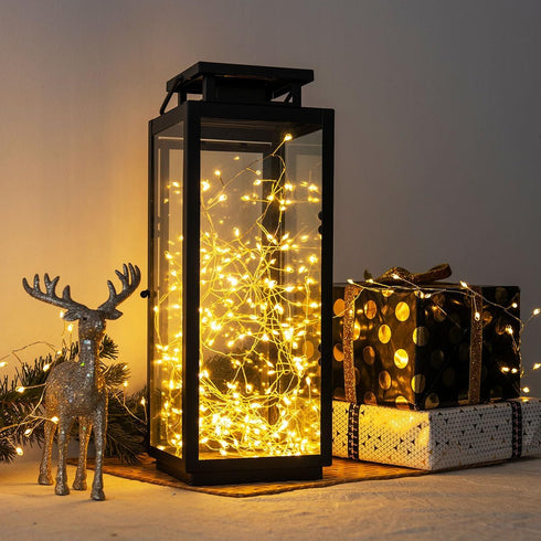 33FT 300 Firecracker String Lights LED Warm White Plug in Indoor Silver Wire LED Cluster Fairy Lights with Remote