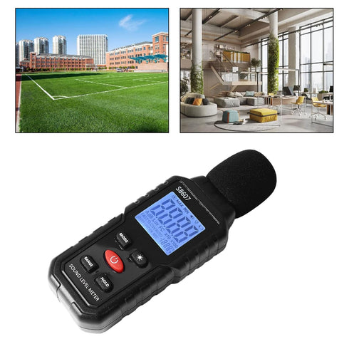 S8607 Digital Sound Level Meter, Portable Decibel Meter with LCD Display Backlight, 30dB to 130dB