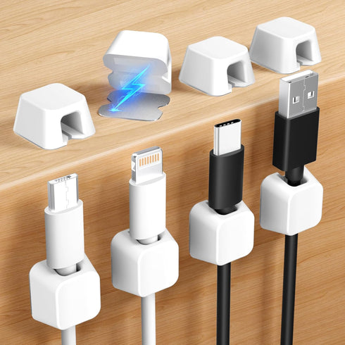 Viaky 8 Pack Magnetic Cable Clips, Large Size Under Desk Cable Management, Workspace