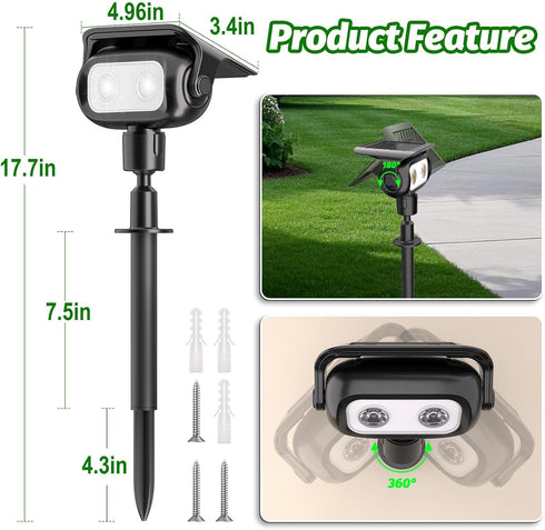 360 IP65 2-in-1 2 Pack) Nreonrick Solar Spot Lights Adjustable Solar Lights Outdoor Waterproof with Solar Powered