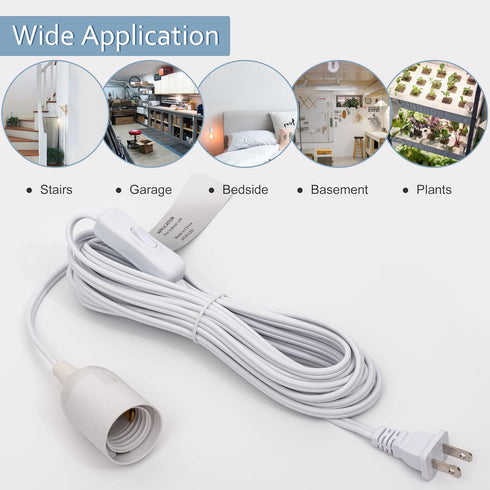 15Ft 4-Pack 360W E26 E27 UL Extension Hanging Lantern Cord Cable JACKYLED with Socket On/Off Button Pendant Lighting