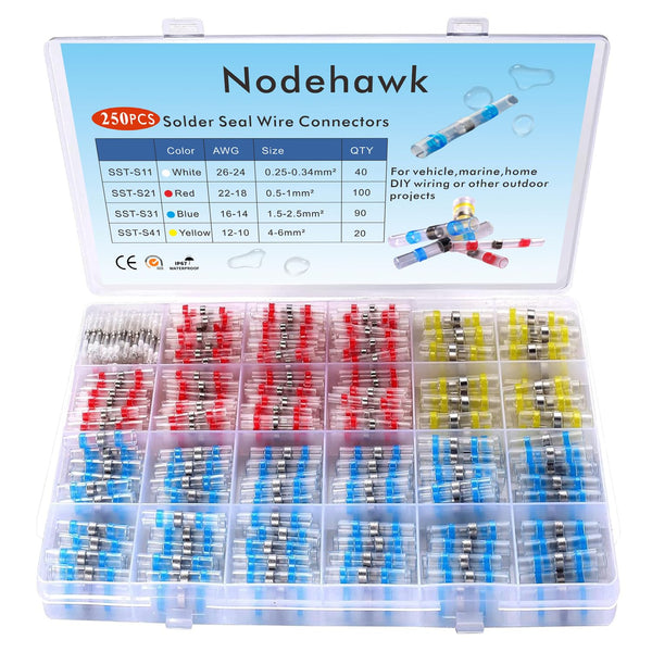 Premium Solder Seal Wire Connectors, Waterproof and Heat Shrinkable, 250pcs Variety Pack for Automotive and Marine