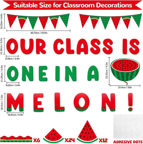 gisgfim 90 Pcs Watermelon Bulletin Board Set, One in a Melon Classroom Decorations