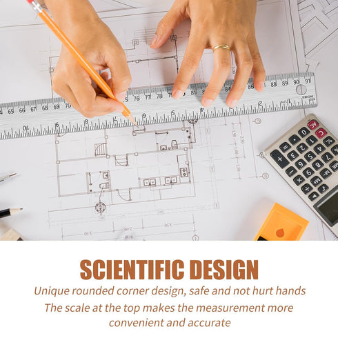 Metal Ruler 24 Inch, Stainless Steel Non Slip Straight Edge Ruler with Cork Backing for Woodworking
