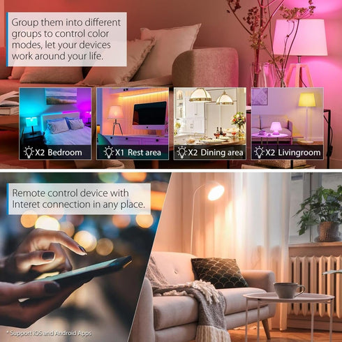 Bulbs 60W 450LM 5W Bulb 16 Bulb, 2.4G (E12) (2) Candelabra Smart Light Equivalent, LED Compatible with Alexa/Google