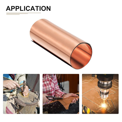 1000x200x0.1mm Pure Copper Sheets, 1 Pack for Making Machinery Parts, Metal Copper Plates