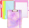 Spiral Clipboard Folio with Refillable Notepad, Cute Clipboard Folder with 5 Dividers and 10 Pockets for School Office
