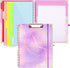 Spiral Clipboard Folio with Refillable Notepad, Cute Clipboard Folder with 5 Dividers and 10 Pockets for School Office