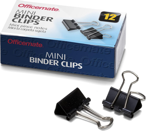 Officemate Mini Binder Clips, Black, 12 Count (99010)