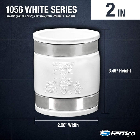 Fernco 1056-22 2-in. Flexible PVC Pipe Coupling for Cast Iron and Plastic Plumbing Connections