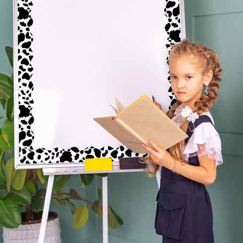 Whaline 98.4ft Cow Print Bulletin Board Borders – 3 Sizes Black White Die-Cut Stripes for Classroom Office Decor