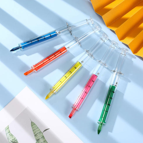 BBTO Syringe Pens, Pill Pens with Syringe Highlighters, Fluorescent Watercolor Needle Pen for Nursing Student Supplies