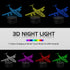 3D 7 Airplane Night Light Plane Illusion Lamp Color Changing Touch Control with USB Cable LED Fighter Toy Table Desk