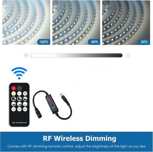 16.4ft Dimmable 6500K 600 White LED Strip Lights, Smart LED Light Strip Bright Daylight White, Strong Adhesive, LEDs