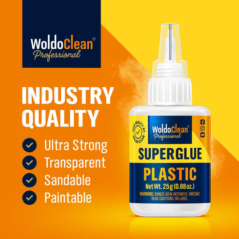 Super Glue for Plastic 25g - Instant Strength Waterproof, Heat-Resistant Clear Glue with Precise Nozzle