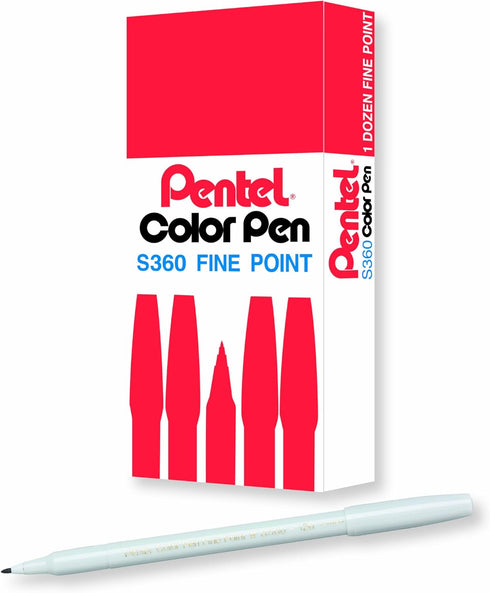 Pentel Arts Color Pen, Silver, Gray, Box of 12 (S360-126)