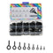 191pcs Screw Eyes Zinc Plated Metal Eye Hook Screw, Self Tapping Screws, 9 Sizes, Color Black