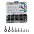191pcs Screw Eyes Zinc Plated Metal Eye Hook Screw, Self Tapping Screws, 9 Sizes, Color Black