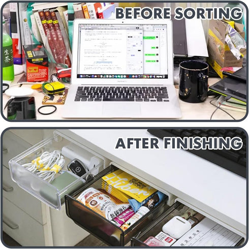Davidsons Collection Self-adhesive Under Desk Drawer - 2 Packs Large Storage Desktop Pencil Tray for Office, Home,