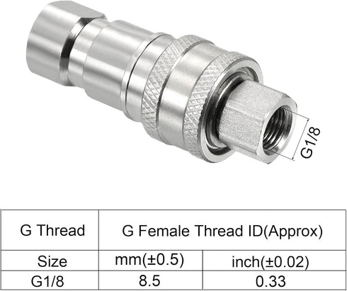 PATIKIL Hydraulic Quick Connect Coupler Set - 1 Set Carbon Steel G1/8 Female Pipe Fitting Plug Adapter