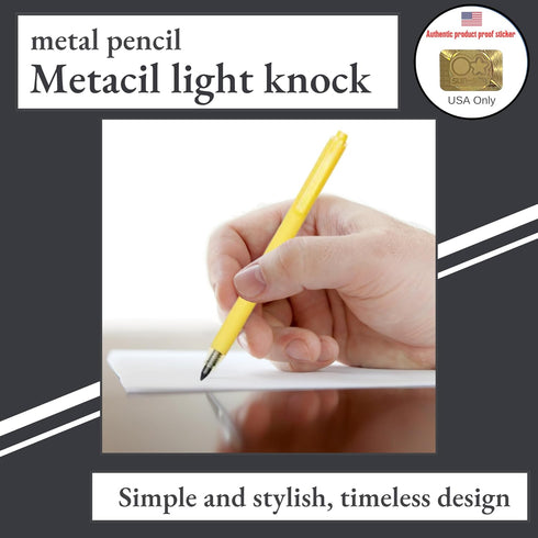 SUN-STAR Stylish Metal Pencil Metacil Retractable Click Pencils for Artist Drawing, Sketching, Non-Sharpening, Pencil Lead Color: Black H, Yellow by SUN-STAR