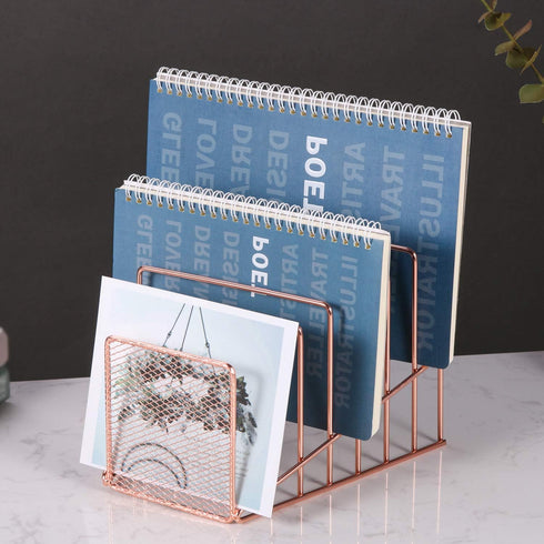 Simmer Stone Incline File Sorter, 7 Slot Magazine Holder for Documents, Metal Desktop Organizer Rack
