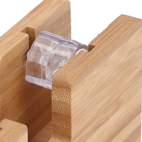 Pssopp Desktop Tape Dispenser, Mini Bamboo Wood Tape Cutter Holder, Adhesive Roll Base Stationery Tool
