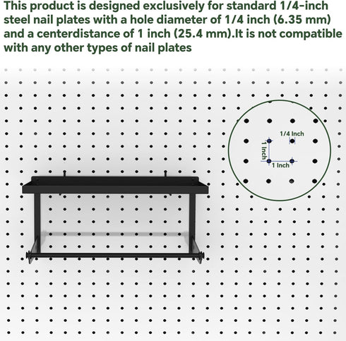 2 Pack Paper Towel Holder for Pegboard, Pegboard Paper Towel Holder with Shelf, Heavy Duty Peg Board Accessory