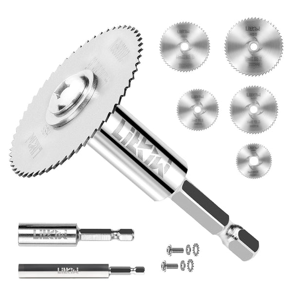 5PCS Rotary Drill Saw Blades with 2PCS 1/4" Hex Shank, HSS Cutting Disc Wheel Blades for Rotary Tools